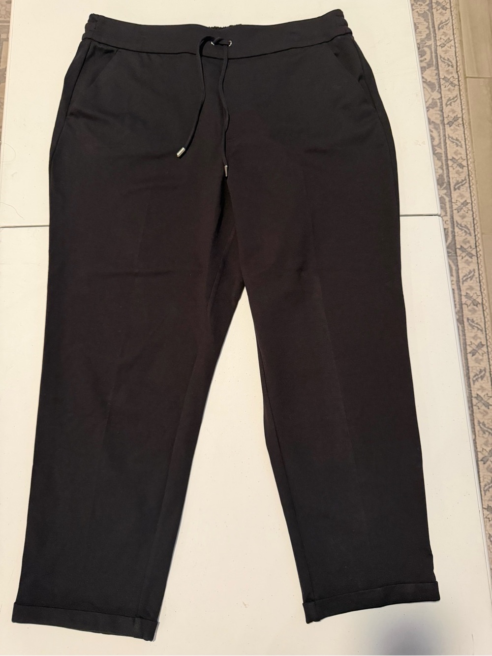 🌟 NWT Men's Croft & Barrow Black Ponte Ankle Pants XL Drawstring